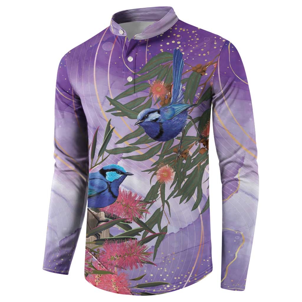Australia Splendid Fairy Wren on Eucalyptus Button Sweatshirt Epilepsy Awareness - Aussie Hoodie