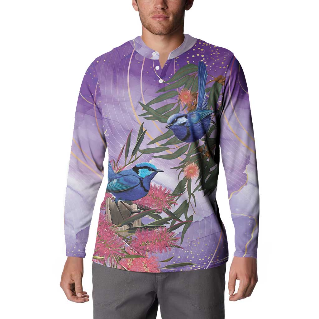 Australia Splendid Fairy Wren on Eucalyptus Button Sweatshirt Epilepsy Awareness - Aussie Hoodie