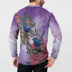 Australia Splendid Fairy Wren on Eucalyptus Button Sweatshirt Epilepsy Awareness - Aussie Hoodie