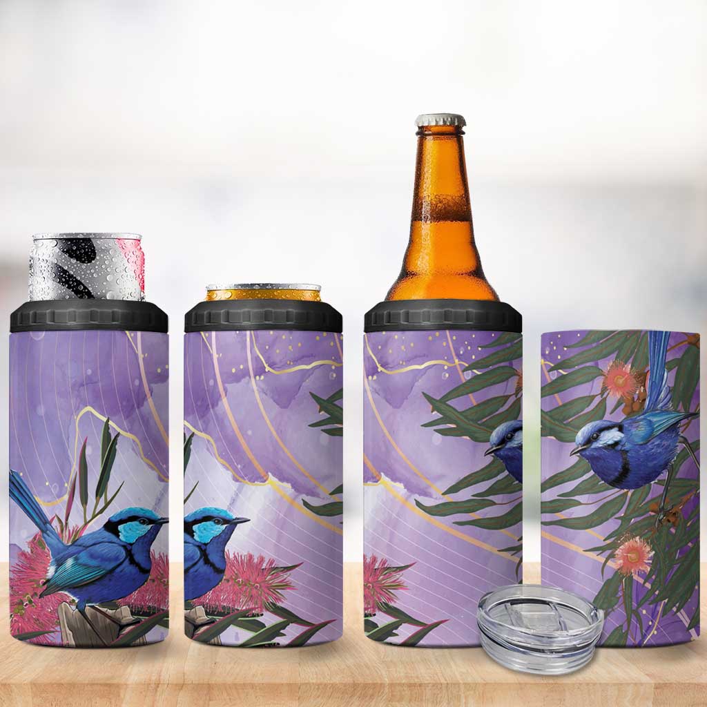Australia Splendid Fairy Wren on Eucalyptus 4 in 1 Can Cooler Tumbler Epilepsy Awareness - Aussie Hoodie