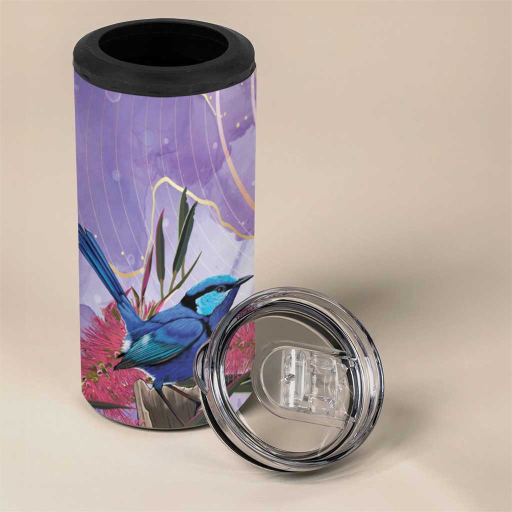 Australia Splendid Fairy Wren on Eucalyptus 4 in 1 Can Cooler Tumbler Epilepsy Awareness - Aussie Hoodie