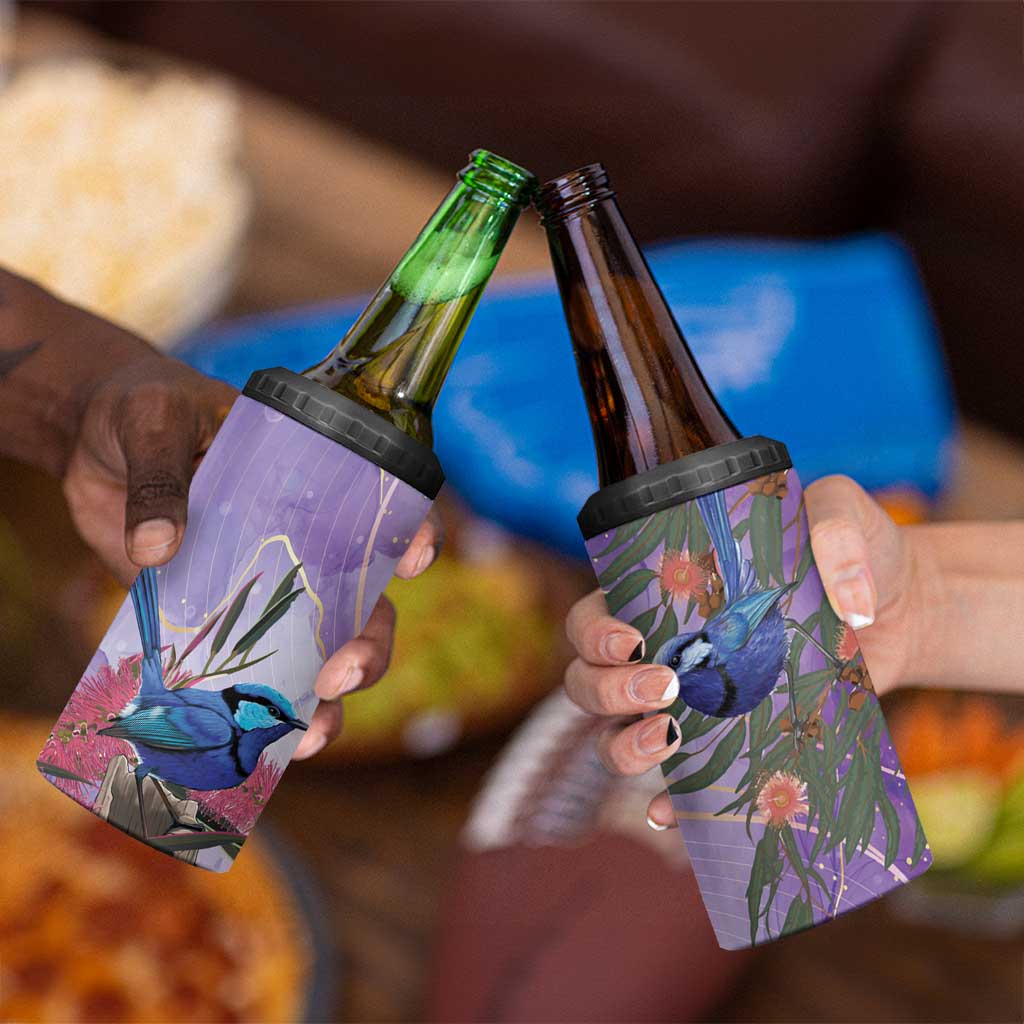 Australia Splendid Fairy Wren on Eucalyptus 4 in 1 Can Cooler Tumbler Epilepsy Awareness - Aussie Hoodie