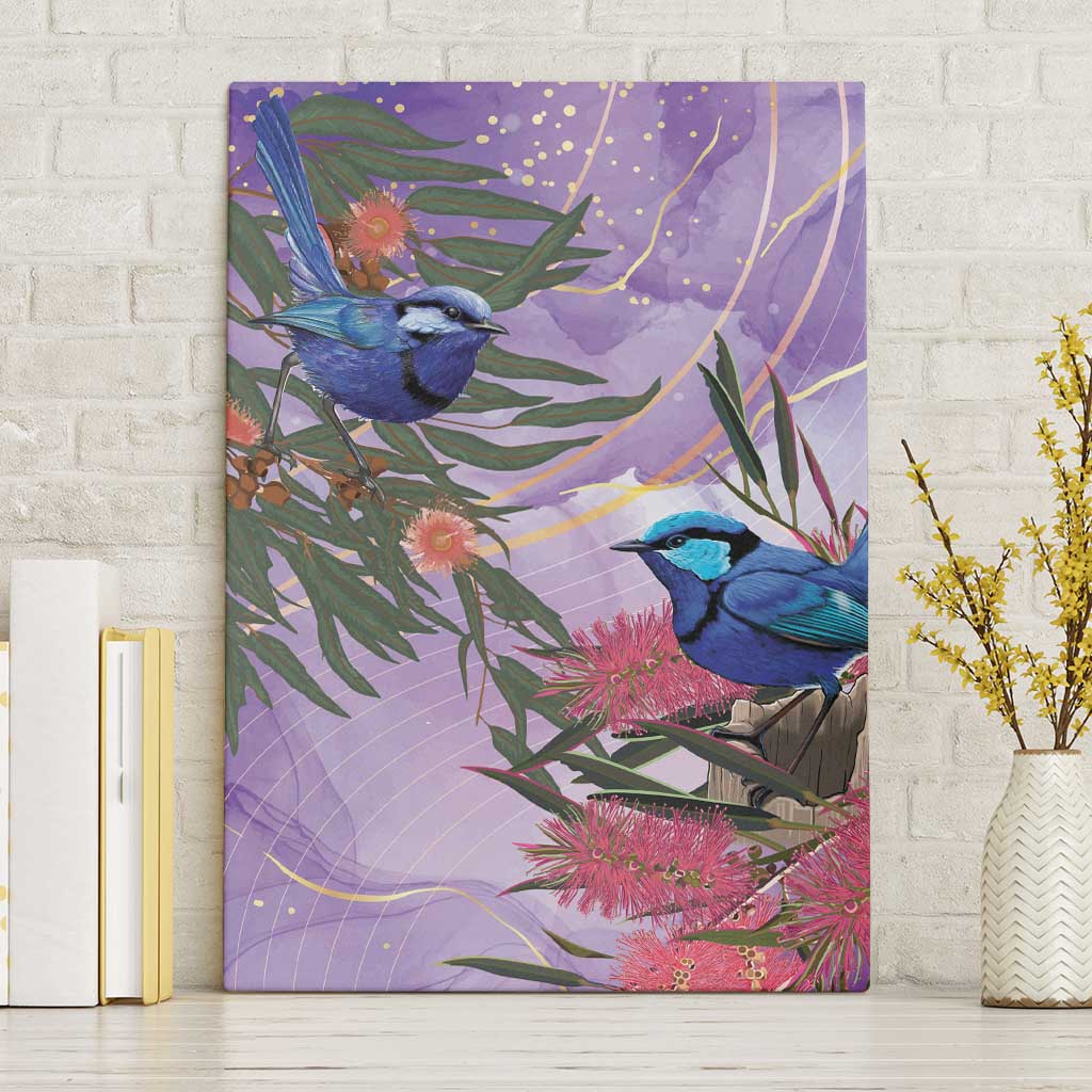 Australia Splendid Fairy Wren on Eucalyptus Canvas Wall Art Epilepsy Awareness - Aussie Hoodie