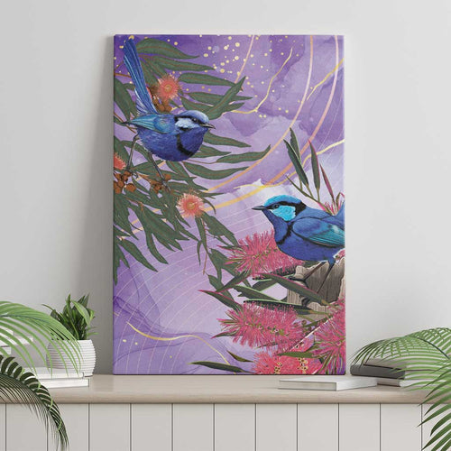 Australia Splendid Fairy Wren on Eucalyptus Canvas Wall Art Epilepsy Awareness - Aussie Hoodie
