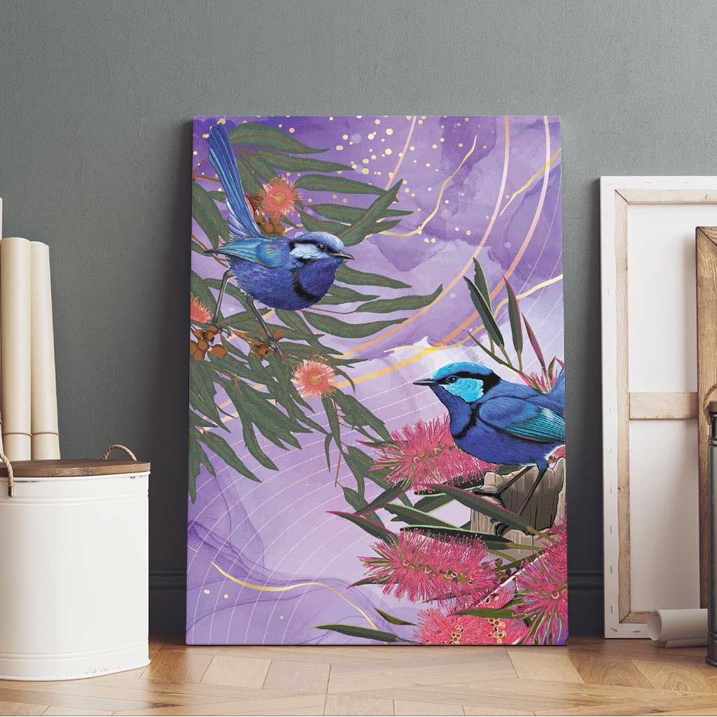 Australia Splendid Fairy Wren on Eucalyptus Canvas Wall Art Epilepsy Awareness - Aussie Hoodie