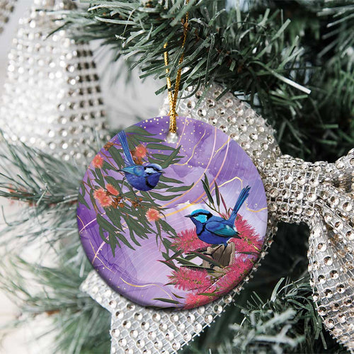Australia Splendid Fairy Wren on Eucalyptus Ceramic Ornament Epilepsy Awareness - Aussie Hoodie