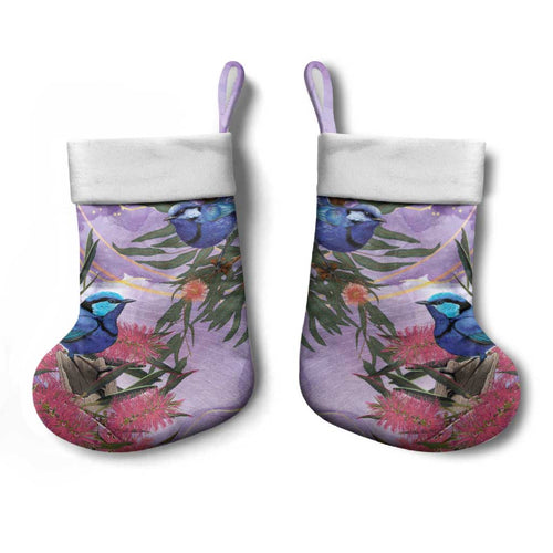 Australia Splendid Fairy Wren on Eucalyptus Christmas Stocking Epilepsy Awareness - Aussie Hoodie
