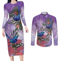 Australia Splendid Fairy Wren on Eucalyptus Couples Matching Long Sleeve Bodycon Dress and Long Sleeve Button Shirt Epilepsy Awareness - Aussie Hoodie