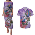 Australia Splendid Fairy Wren on Eucalyptus Couples Matching Puletasi and Hawaiian Shirt Epilepsy Awareness - Aussie Hoodie