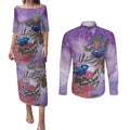 Australia Splendid Fairy Wren on Eucalyptus Couples Matching Puletasi and Long Sleeve Button Shirt Epilepsy Awareness - Aussie Hoodie