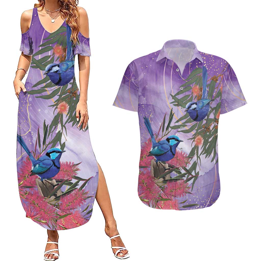 Australia Splendid Fairy Wren on Eucalyptus Couples Matching Summer Maxi Dress and Hawaiian Shirt Epilepsy Awareness - Aussie Hoodie