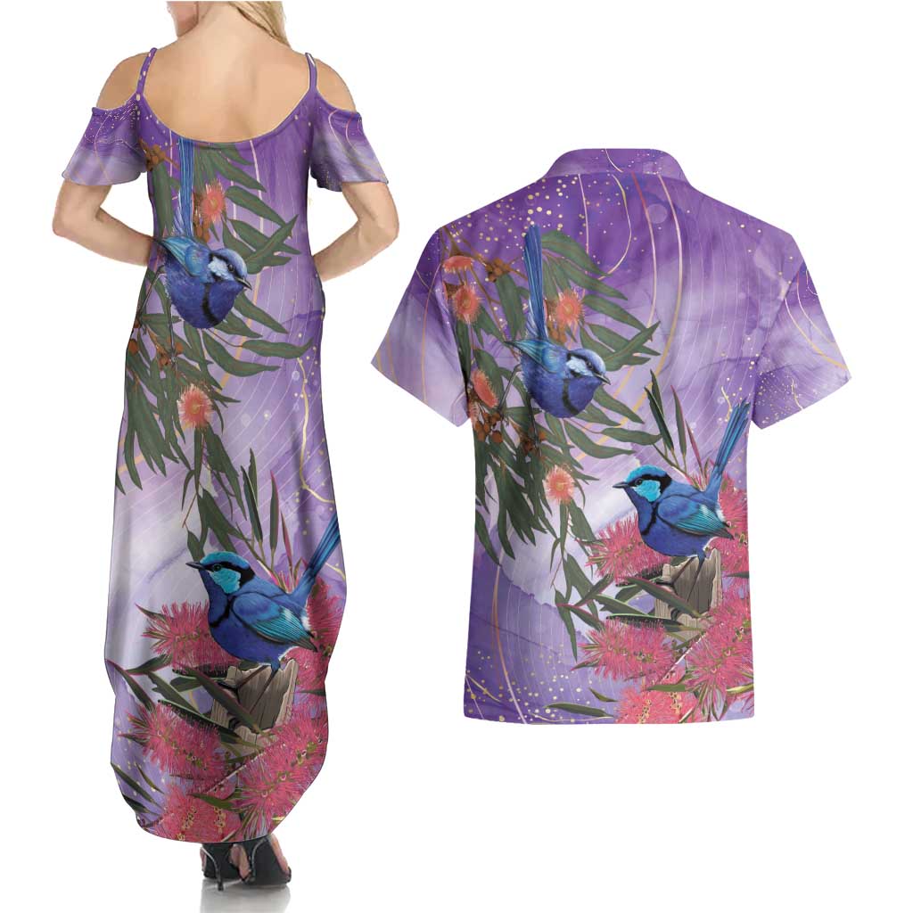 Australia Splendid Fairy Wren on Eucalyptus Couples Matching Summer Maxi Dress and Hawaiian Shirt Epilepsy Awareness - Aussie Hoodie