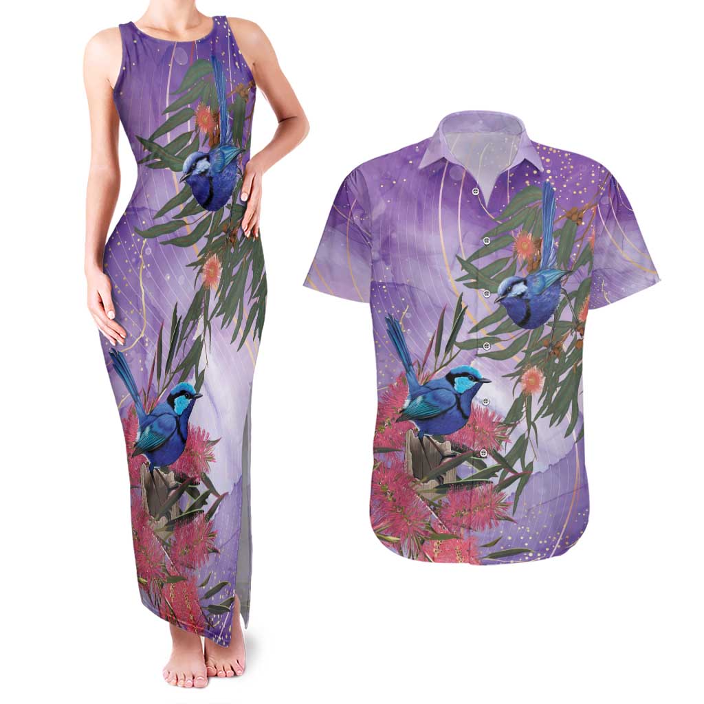 Australia Splendid Fairy Wren on Eucalyptus Couples Matching Tank Maxi Dress and Hawaiian Shirt Epilepsy Awareness - Aussie Hoodie