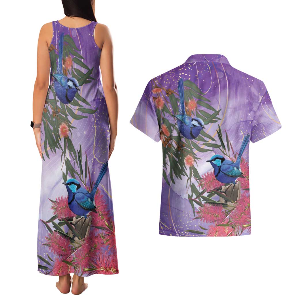 Australia Splendid Fairy Wren on Eucalyptus Couples Matching Tank Maxi Dress and Hawaiian Shirt Epilepsy Awareness - Aussie Hoodie