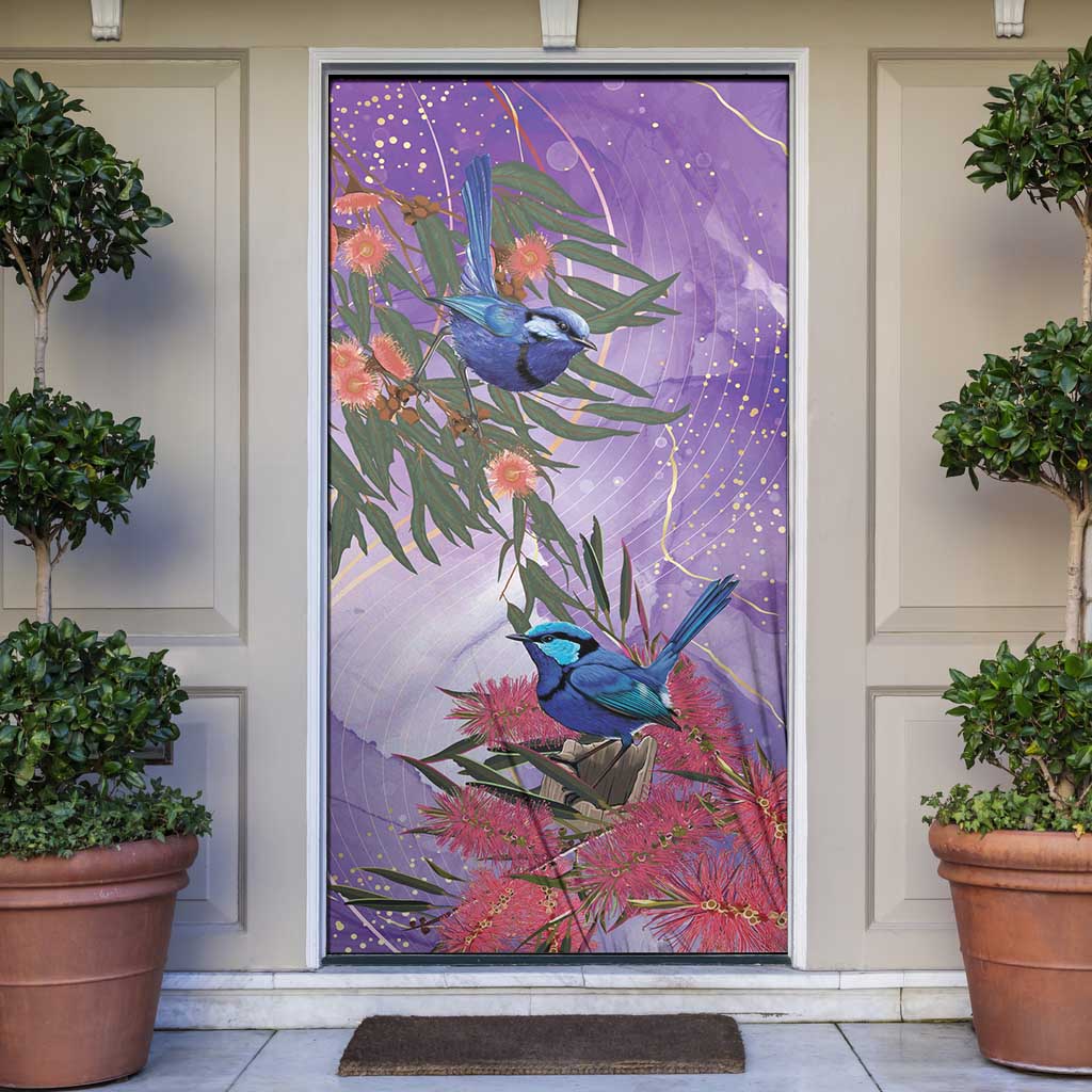 Australia Splendid Fairy Wren on Eucalyptus Door Cover Epilepsy Awareness - Aussie Hoodie