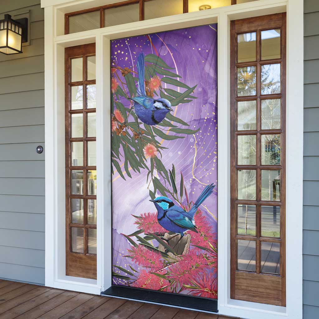Australia Splendid Fairy Wren on Eucalyptus Door Cover Epilepsy Awareness - Aussie Hoodie