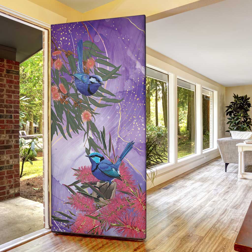 Australia Splendid Fairy Wren on Eucalyptus Door Cover Epilepsy Awareness - Aussie Hoodie