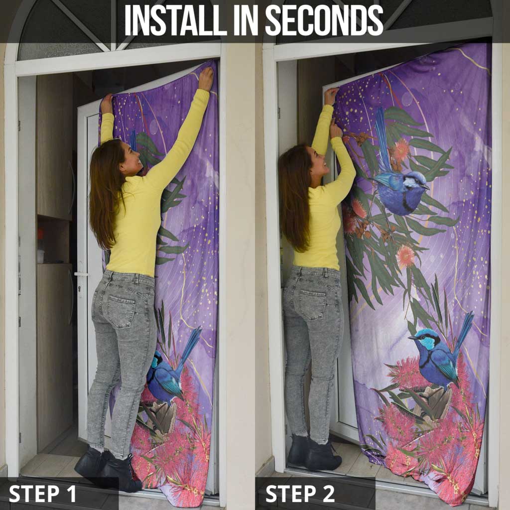 Australia Splendid Fairy Wren on Eucalyptus Door Cover Epilepsy Awareness - Aussie Hoodie