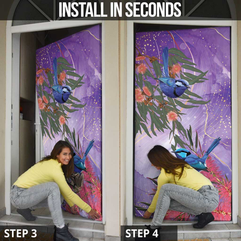 Australia Splendid Fairy Wren on Eucalyptus Door Cover Epilepsy Awareness - Aussie Hoodie