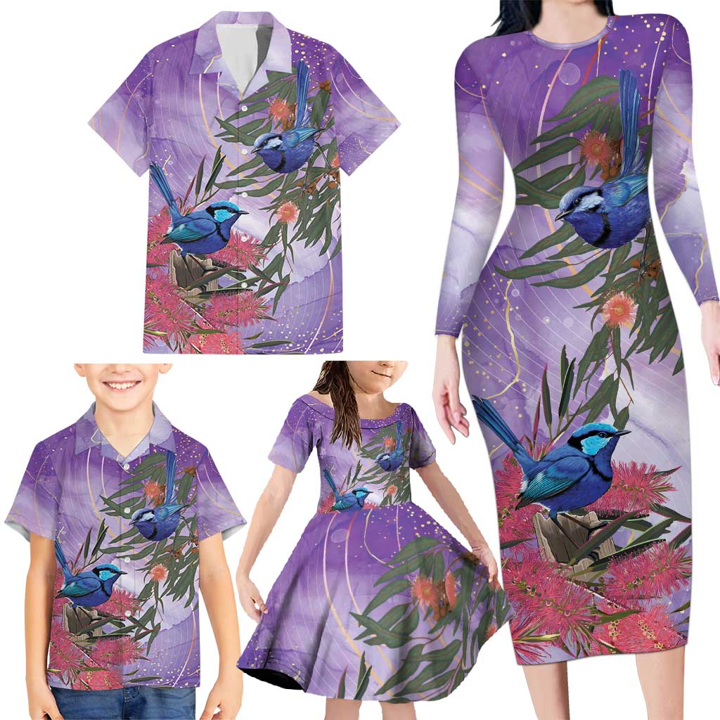 Australia Splendid Fairy Wren on Eucalyptus Family Matching Long Sleeve Bodycon Dress and Hawaiian Shirt Epilepsy Awareness - Aussie Hoodie