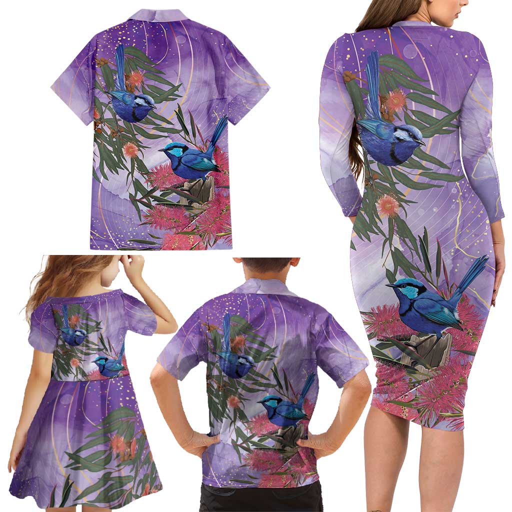 Australia Splendid Fairy Wren on Eucalyptus Family Matching Long Sleeve Bodycon Dress and Hawaiian Shirt Epilepsy Awareness - Aussie Hoodie