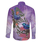 Australia Splendid Fairy Wren on Eucalyptus Family Matching Off The Shoulder Long Sleeve Dress and Hawaiian Shirt Epilepsy Awareness - Aussie Hoodie
