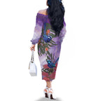 Australia Splendid Fairy Wren on Eucalyptus Family Matching Off The Shoulder Long Sleeve Dress and Hawaiian Shirt Epilepsy Awareness - Aussie Hoodie