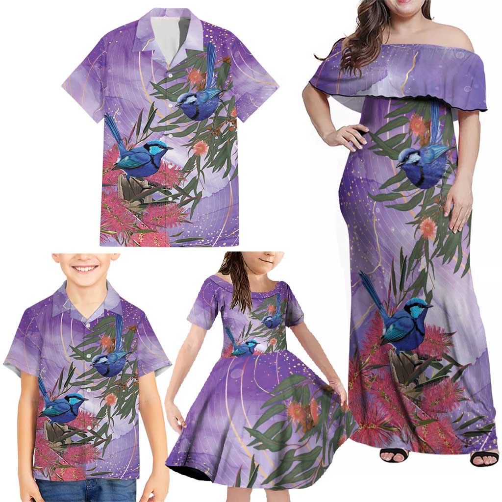 Australia Splendid Fairy Wren on Eucalyptus Family Matching Off Shoulder Maxi Dress and Hawaiian Shirt Epilepsy Awareness - Aussie Hoodie