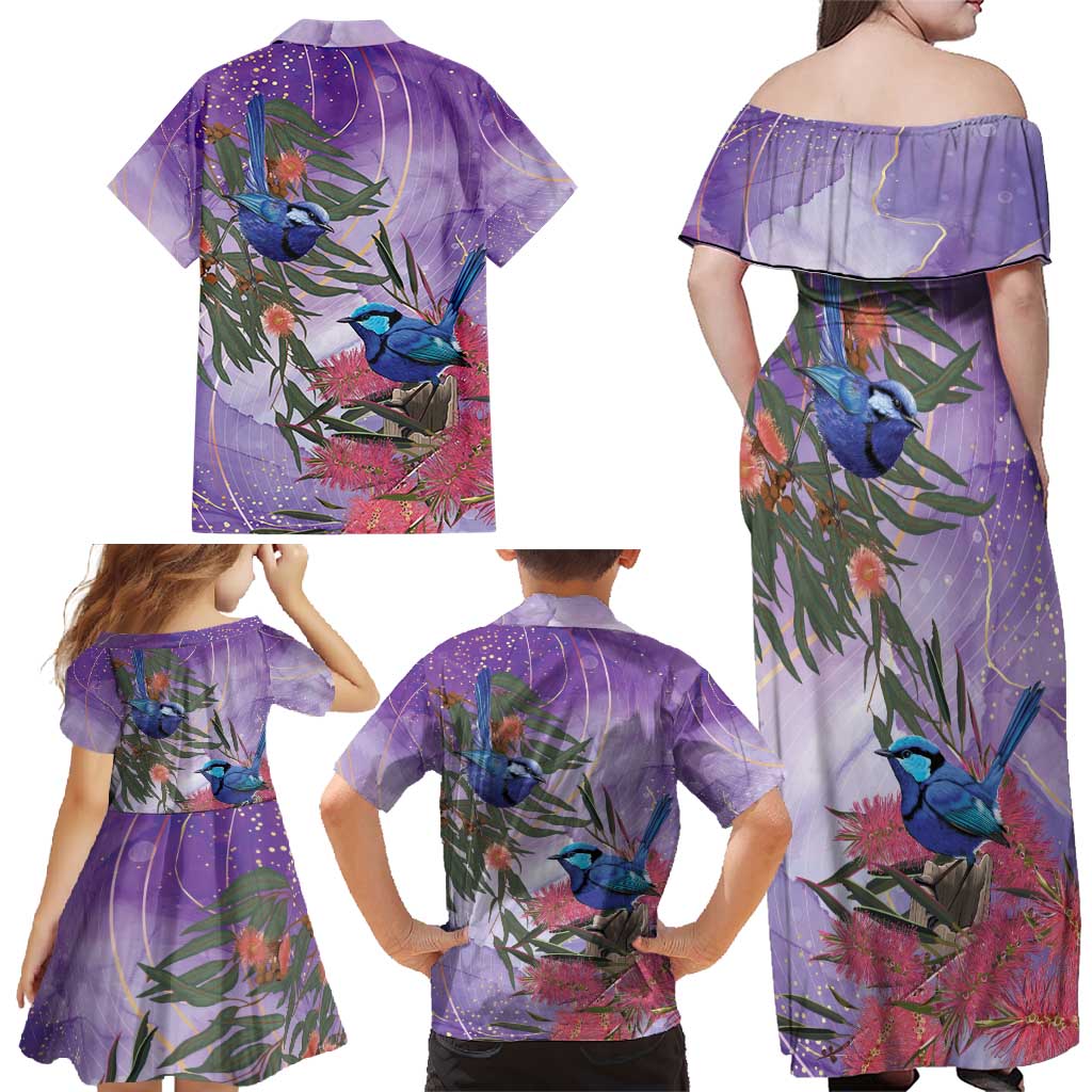 Australia Splendid Fairy Wren on Eucalyptus Family Matching Off Shoulder Maxi Dress and Hawaiian Shirt Epilepsy Awareness - Aussie Hoodie