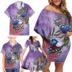Australia Splendid Fairy Wren on Eucalyptus Family Matching Off Shoulder Short Dress and Hawaiian Shirt Epilepsy Awareness - Aussie Hoodie