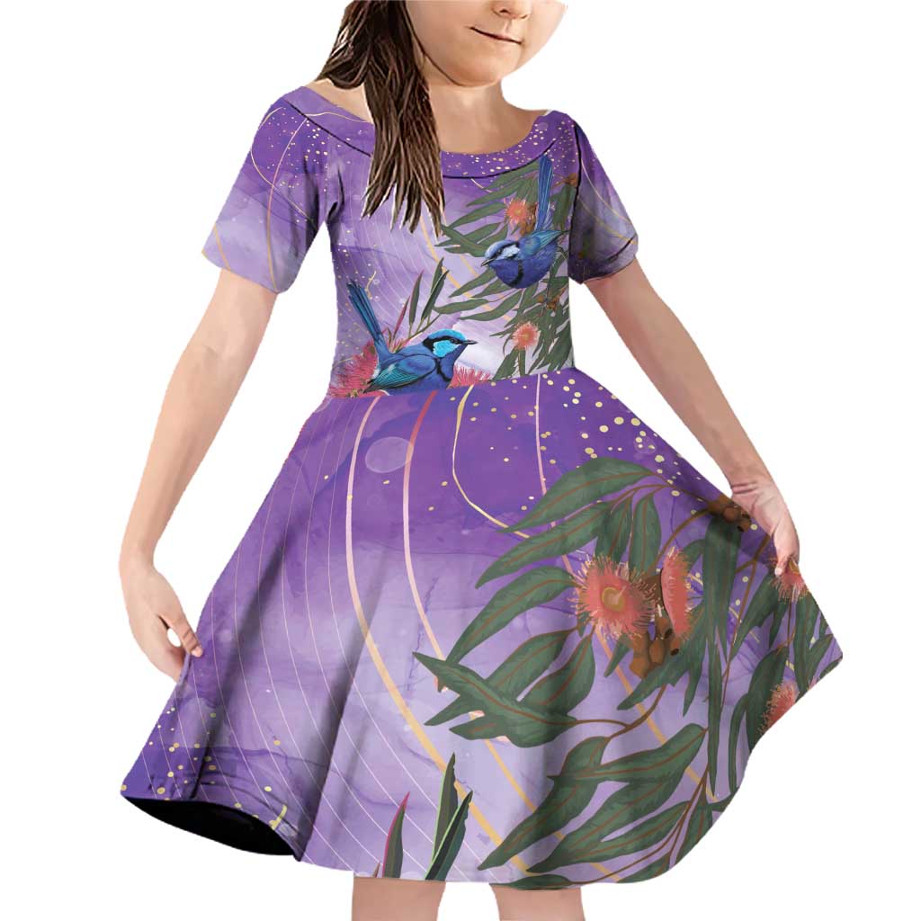 Australia Splendid Fairy Wren on Eucalyptus Family Matching Off Shoulder Short Dress and Hawaiian Shirt Epilepsy Awareness - Aussie Hoodie