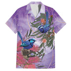 Australia Splendid Fairy Wren on Eucalyptus Family Matching Off Shoulder Short Dress and Hawaiian Shirt Epilepsy Awareness - Aussie Hoodie