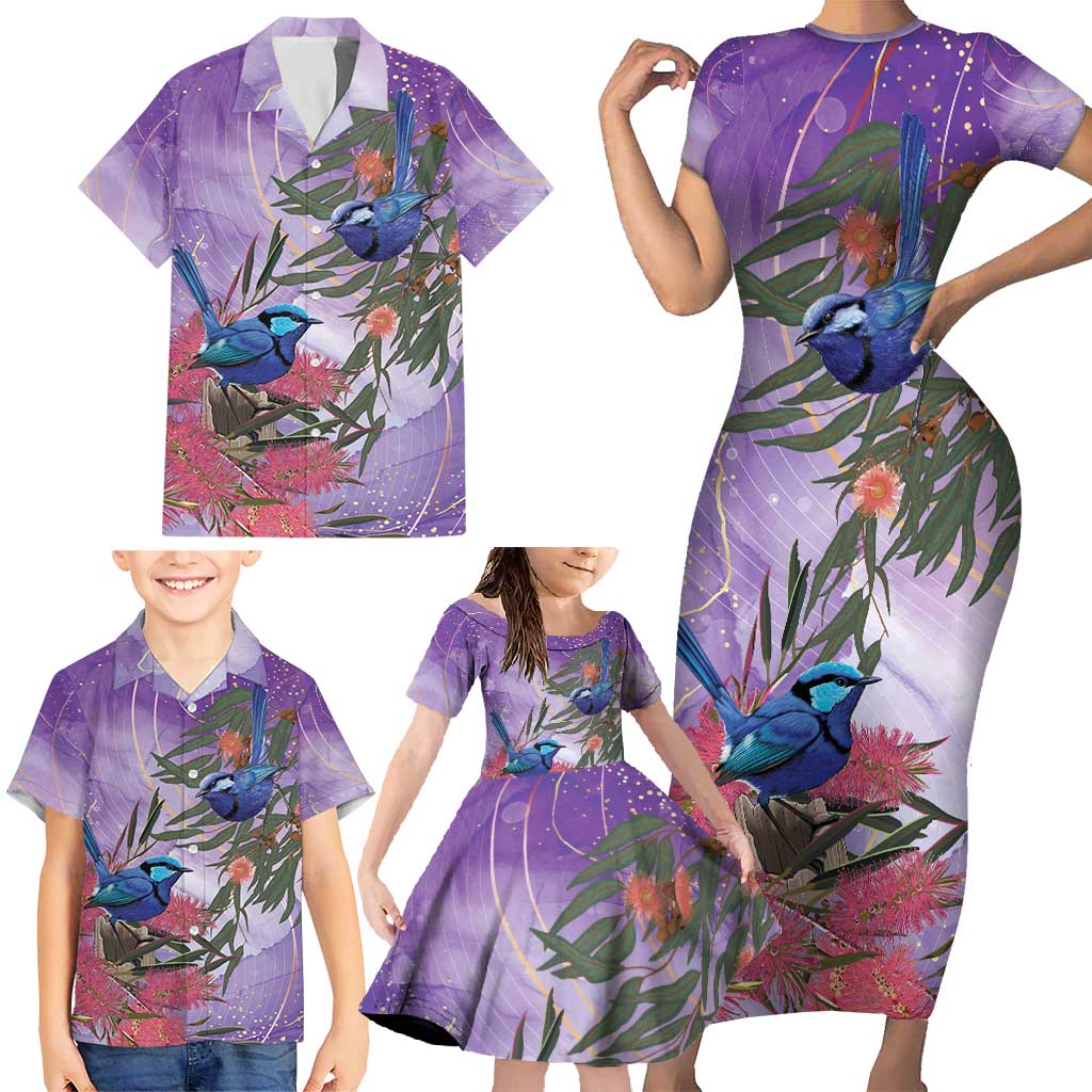 Australia Splendid Fairy Wren on Eucalyptus Family Matching Short Sleeve Bodycon Dress and Hawaiian Shirt Epilepsy Awareness - Aussie Hoodie