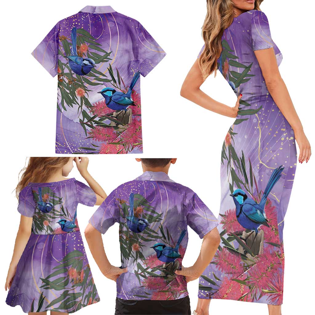Australia Splendid Fairy Wren on Eucalyptus Family Matching Short Sleeve Bodycon Dress and Hawaiian Shirt Epilepsy Awareness - Aussie Hoodie