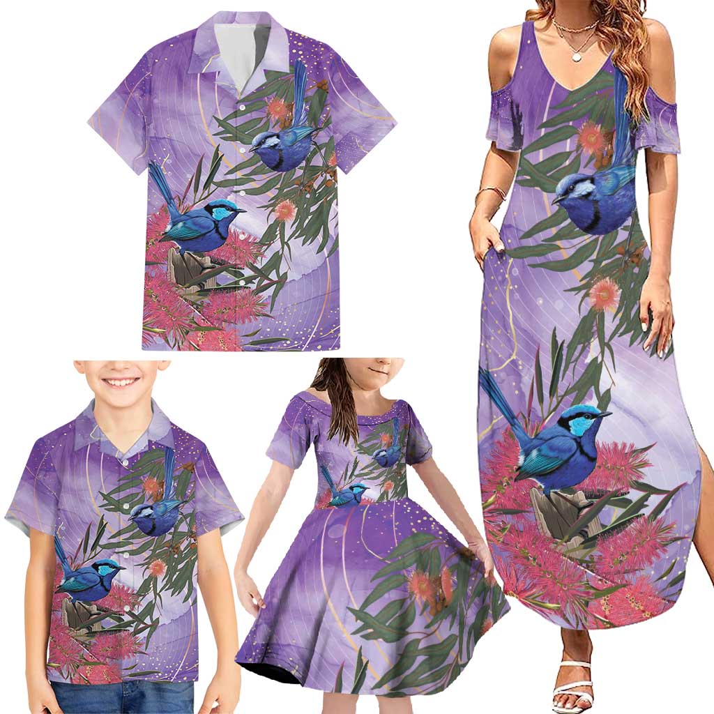 Australia Splendid Fairy Wren on Eucalyptus Family Matching Summer Maxi Dress and Hawaiian Shirt Epilepsy Awareness - Aussie Hoodie