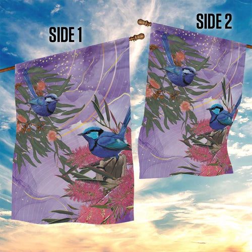 Australia Splendid Fairy Wren on Eucalyptus Garden Flag Epilepsy Awareness - Aussie Hoodie