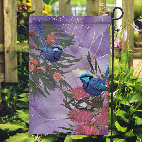 Australia Splendid Fairy Wren on Eucalyptus Garden Flag Epilepsy Awareness - Aussie Hoodie
