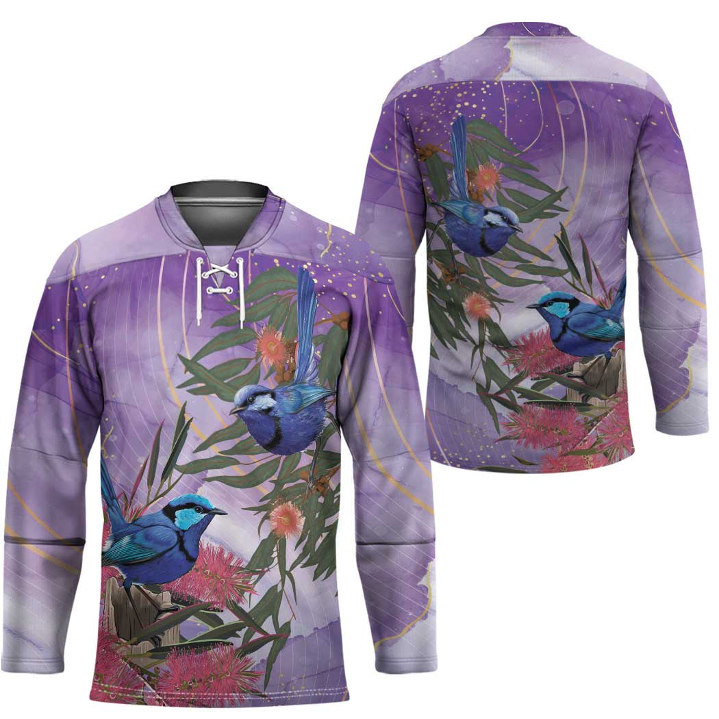 Australia Splendid Fairy Wren on Eucalyptus Hockey Jersey Epilepsy Awareness - Aussie Hoodie