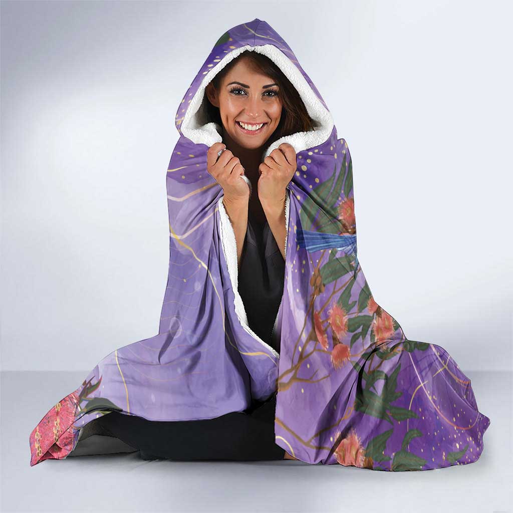 Australia Splendid Fairy Wren on Eucalyptus Hooded Blanket Epilepsy Awareness - Aussie Hoodie