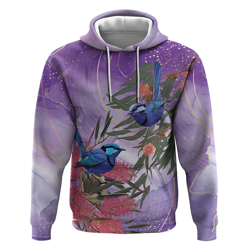 Australia Splendid Fairy Wren on Eucalyptus Hoodie Epilepsy Awareness - Aussie Hoodie