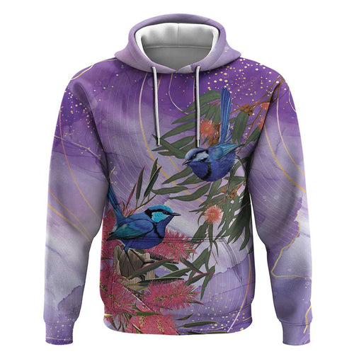 Australia Splendid Fairy Wren on Eucalyptus Hoodie Epilepsy Awareness - Aussie Hoodie