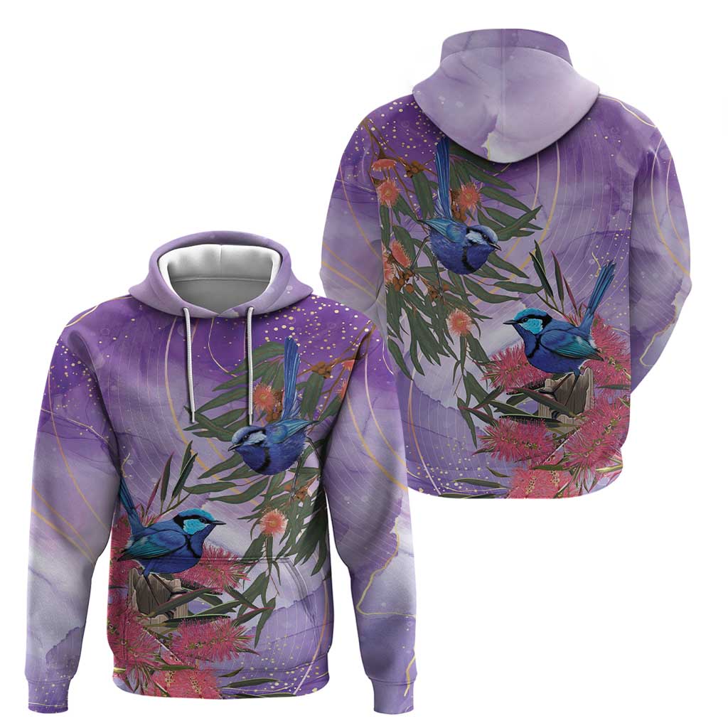 Australia Splendid Fairy Wren on Eucalyptus Hoodie Epilepsy Awareness - Aussie Hoodie