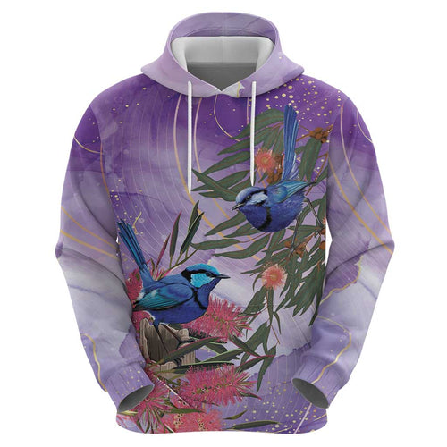 Australia Splendid Fairy Wren on Eucalyptus Hoodie Epilepsy Awareness - Aussie Hoodie