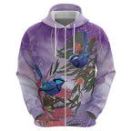 Australia Splendid Fairy Wren on Eucalyptus Hoodie Epilepsy Awareness - Aussie Hoodie
