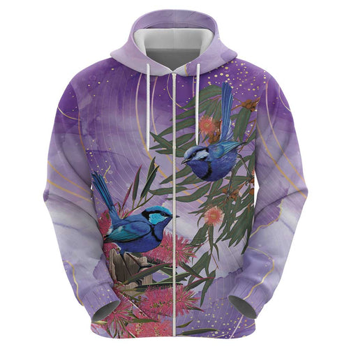 Australia Splendid Fairy Wren on Eucalyptus Hoodie Epilepsy Awareness - Aussie Hoodie