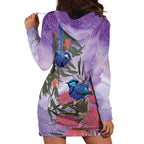 Australia Splendid Fairy Wren on Eucalyptus Hoodie Dress Epilepsy Awareness - Aussie Hoodie
