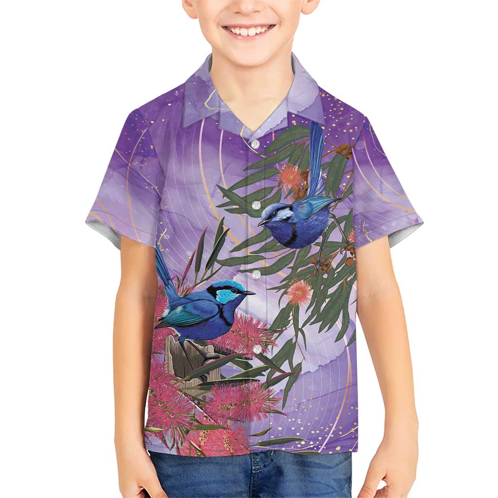 Australia Splendid Fairy Wren on Eucalyptus Kid Hawaiian Shirt Epilepsy Awareness - Aussie Hoodie