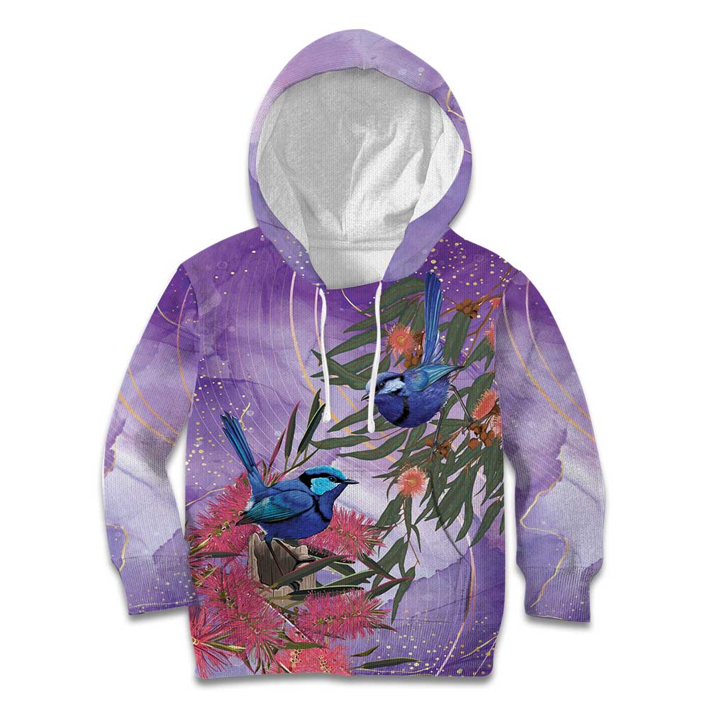 Australia Splendid Fairy Wren on Eucalyptus Kid Hoodie Epilepsy Awareness - Aussie Hoodie
