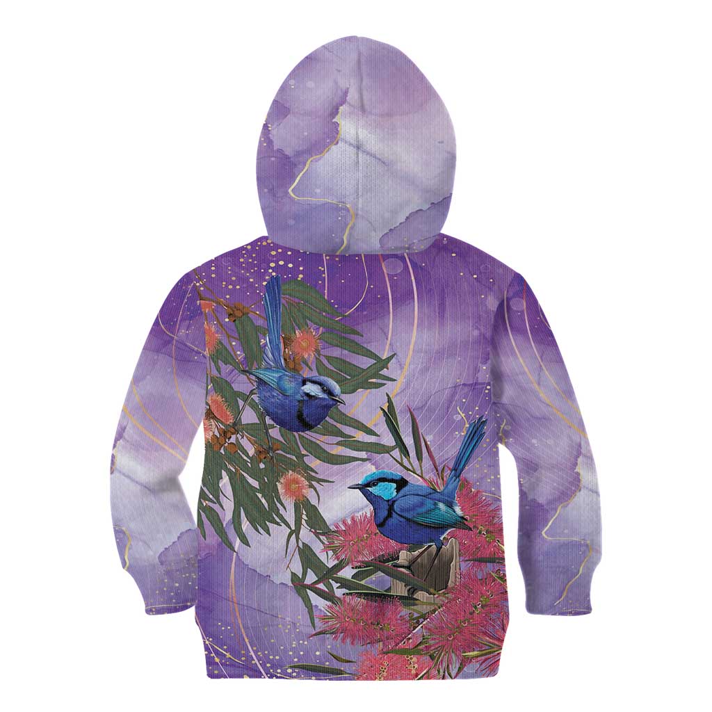 Australia Splendid Fairy Wren on Eucalyptus Kid Hoodie Epilepsy Awareness - Aussie Hoodie