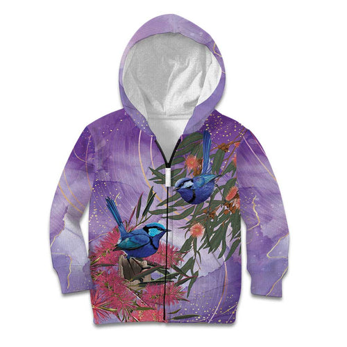 Australia Splendid Fairy Wren on Eucalyptus Kid Hoodie Epilepsy Awareness - Aussie Hoodie